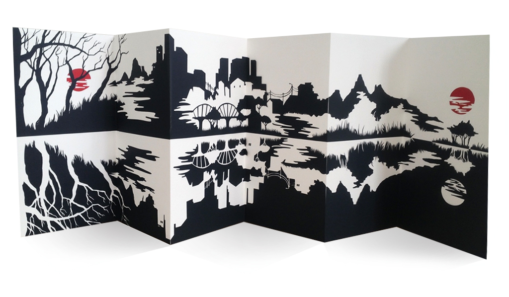 Paper cut accordion book